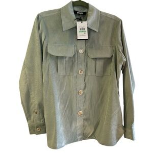 Women's DKNY Long Sleeve Lightweight Corduroy Button-Up Blouse Size 8